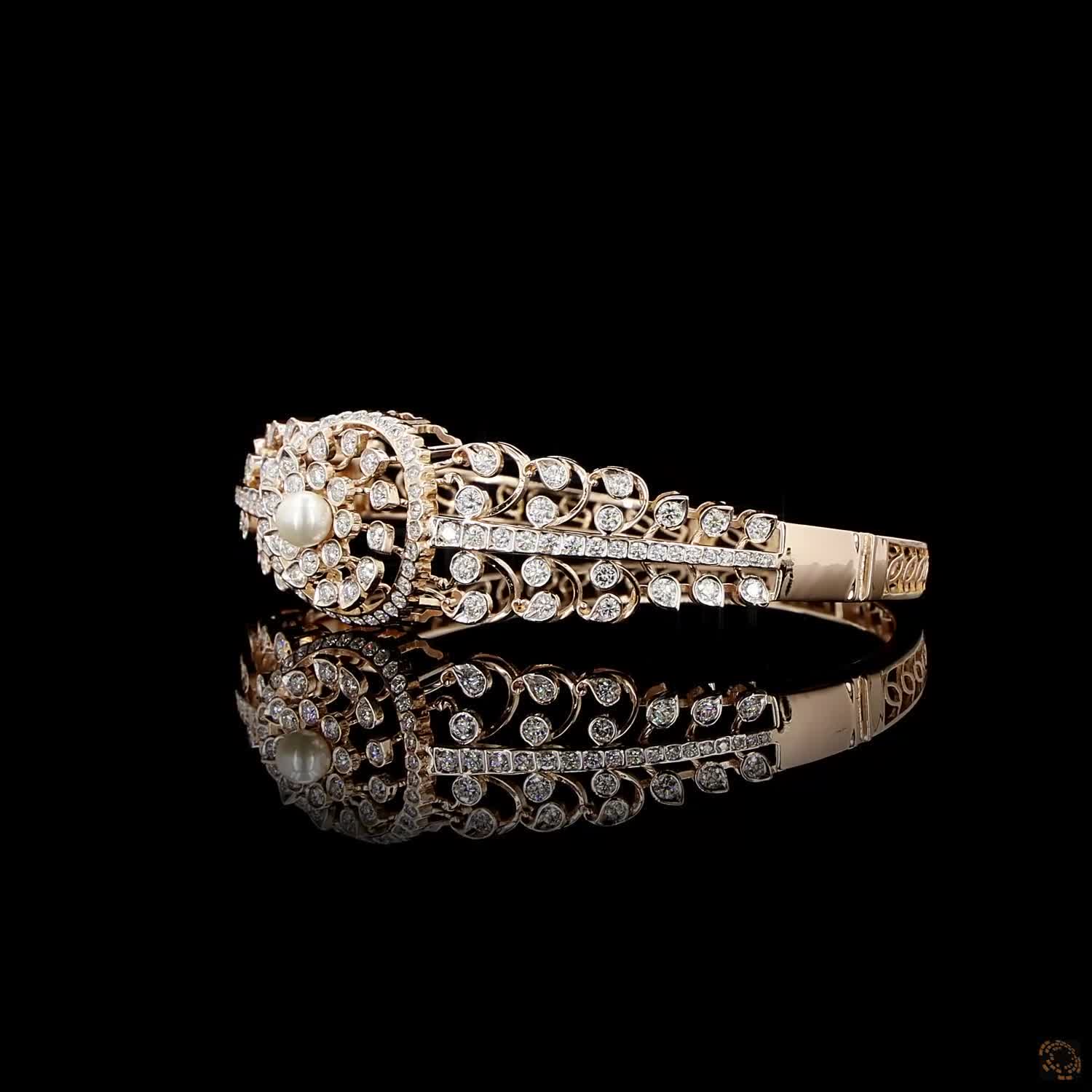 Pearl Diamond Bracelet in 18KT Rose Gold