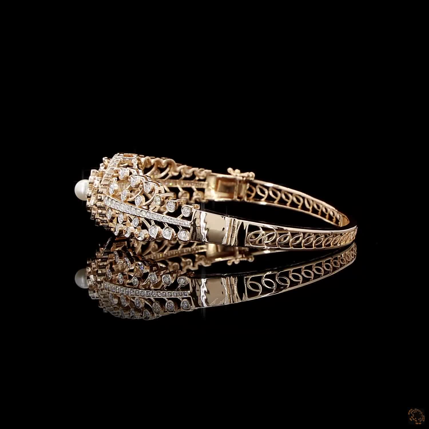 Pearl Diamond Bracelet in 18KT Rose Gold