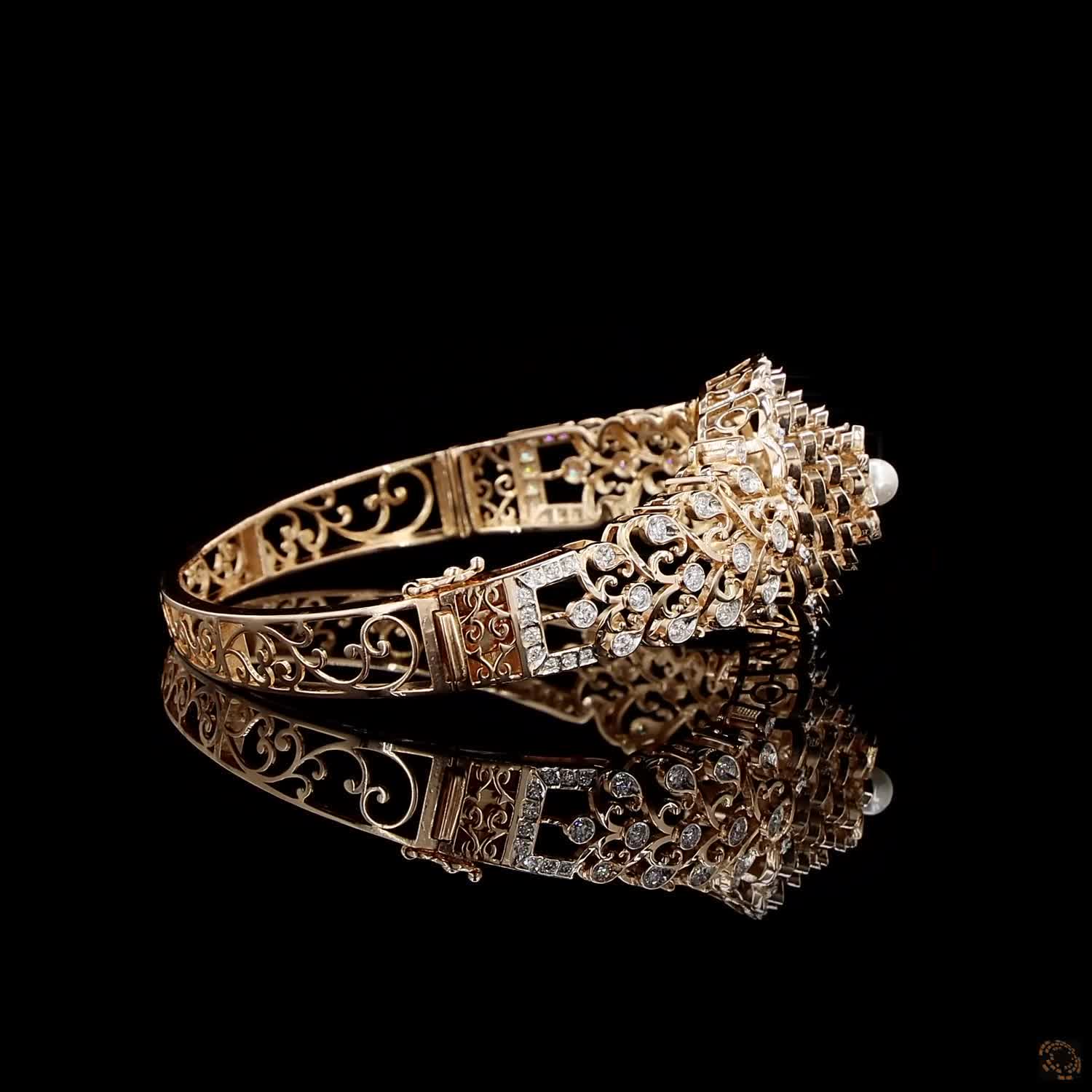 Pearl Diamond Bracelet in 18KT Rose Gold