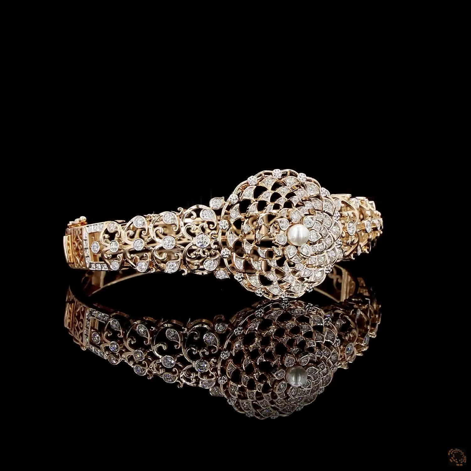 Pearl Diamond Bracelet in 18KT Rose Gold