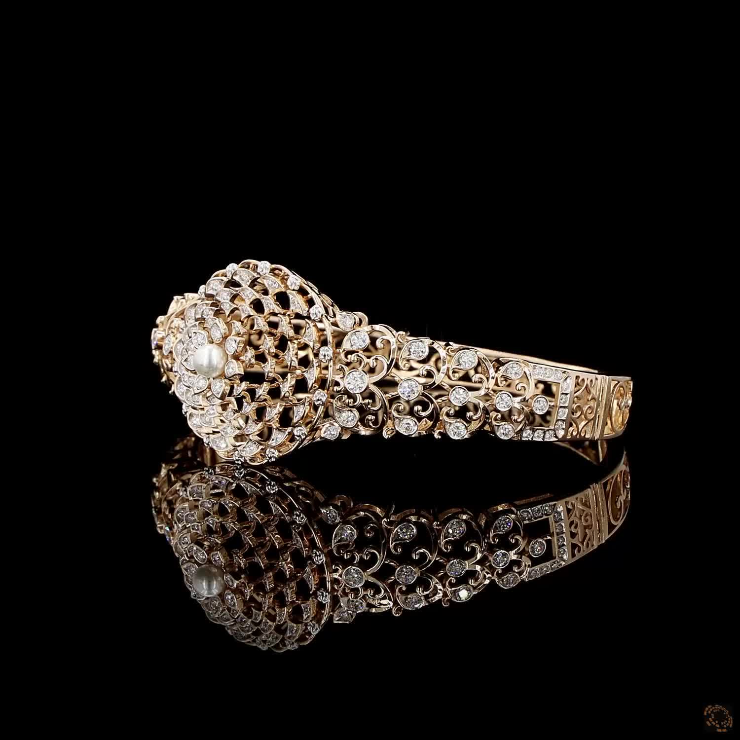 Pearl Diamond Bracelet in 18KT Rose Gold