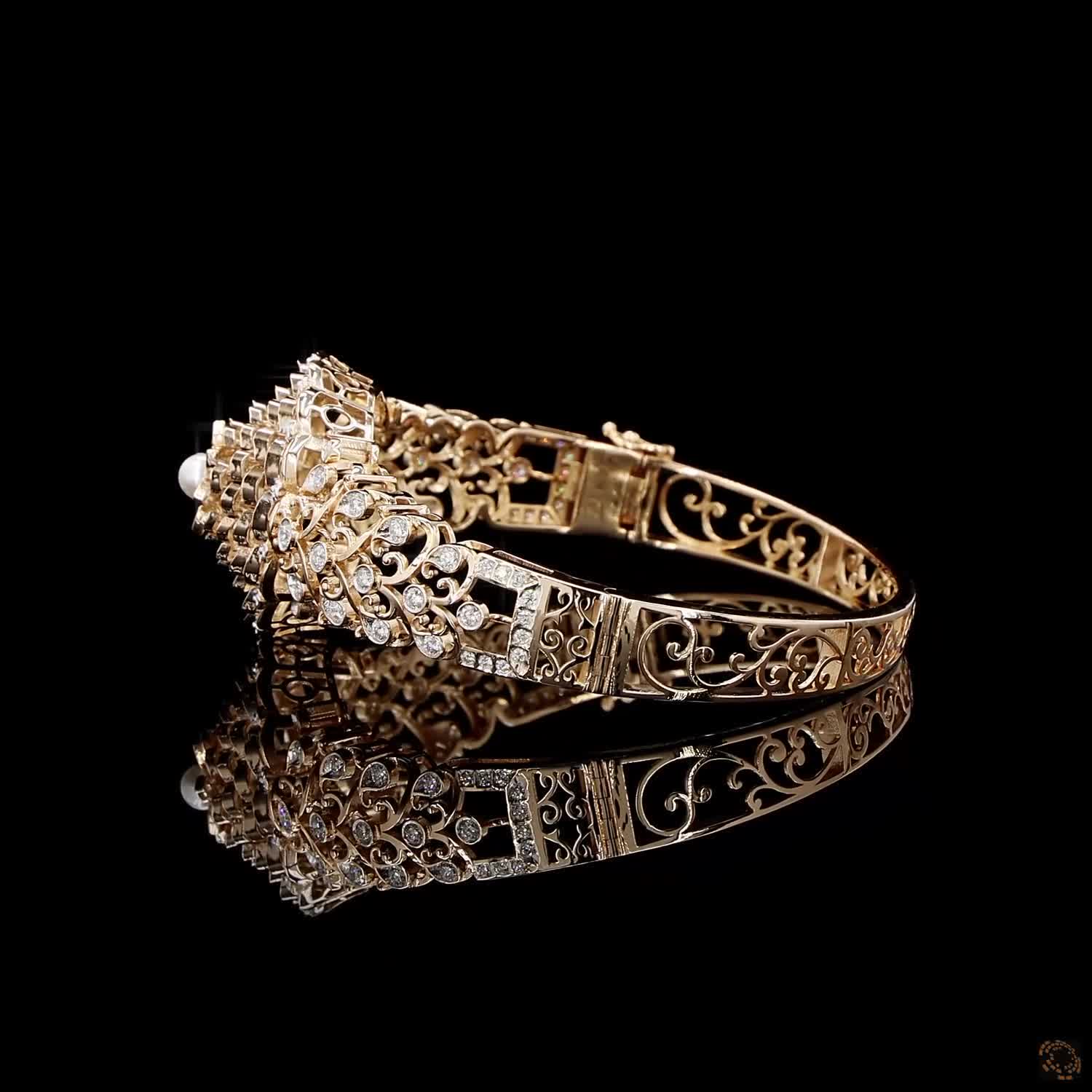 Pearl Diamond Bracelet in 18KT Rose Gold
