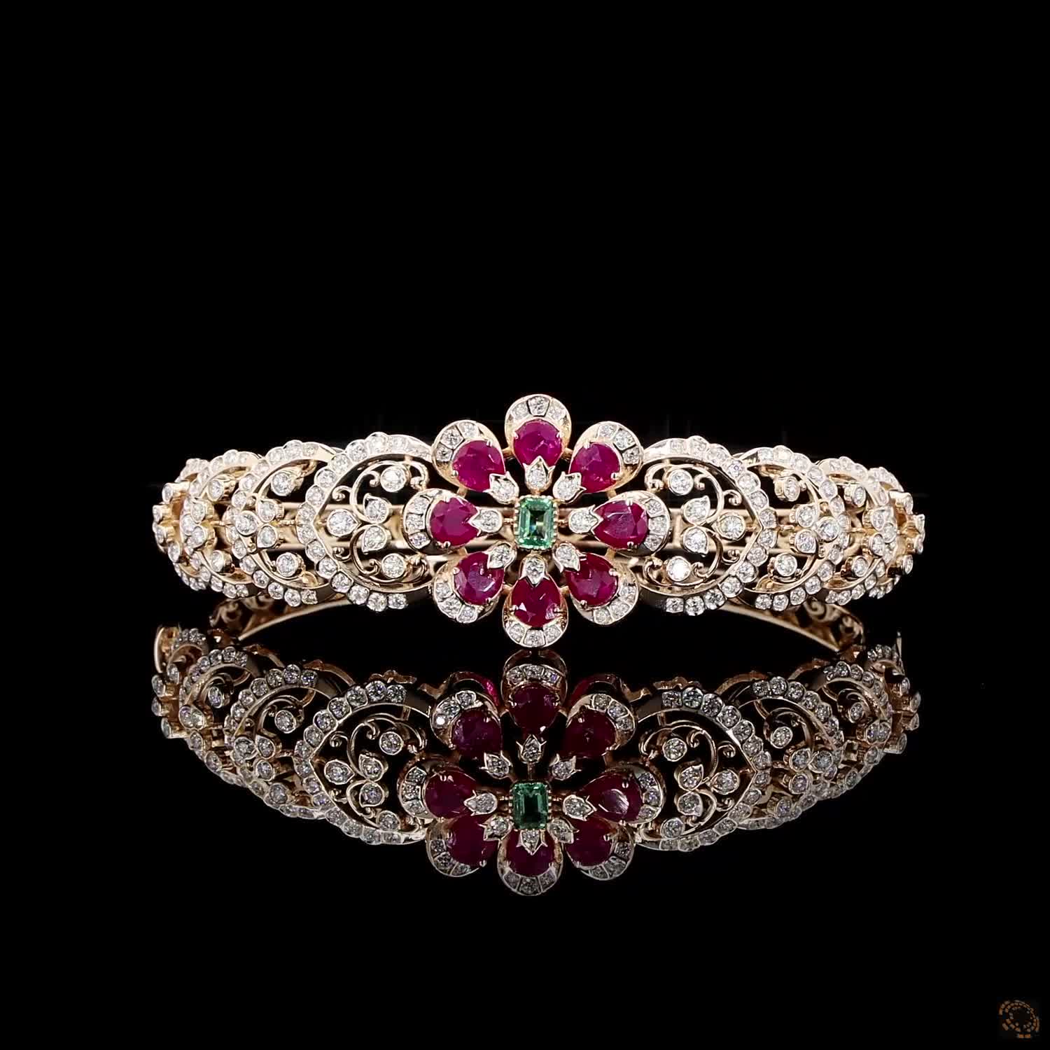 Emerald & Ruby Diamond Bracelet in 18KT Rose Gold