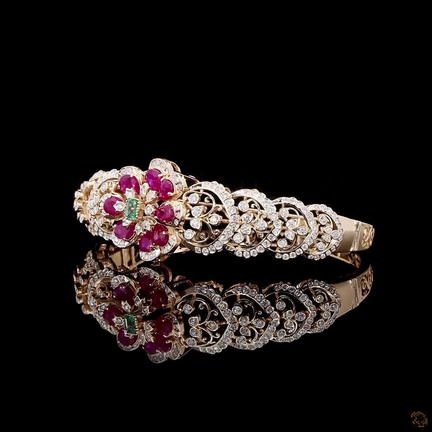 Emerald & Ruby Diamond Bracelet in 18KT Rose Gold