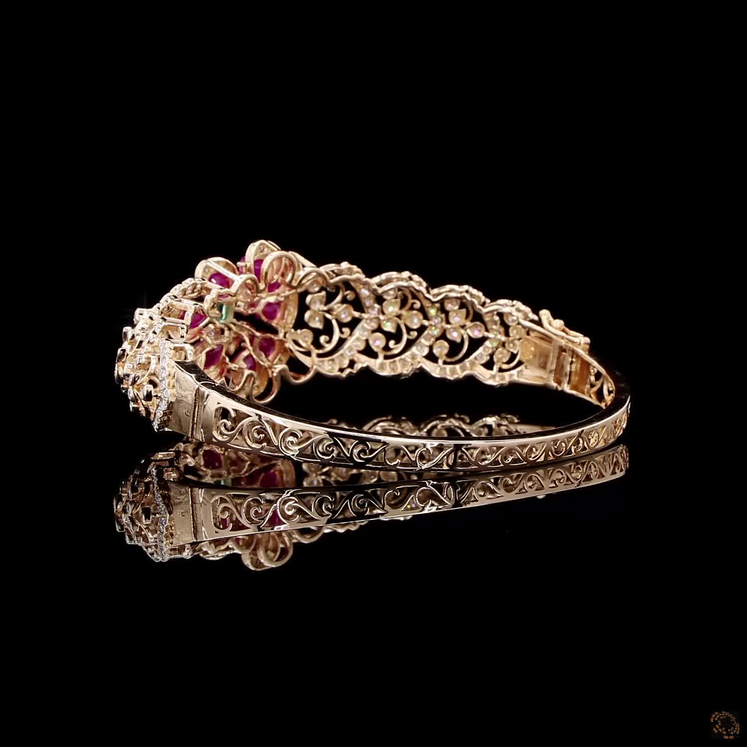 Emerald & Ruby Diamond Bracelet in 18KT Rose Gold