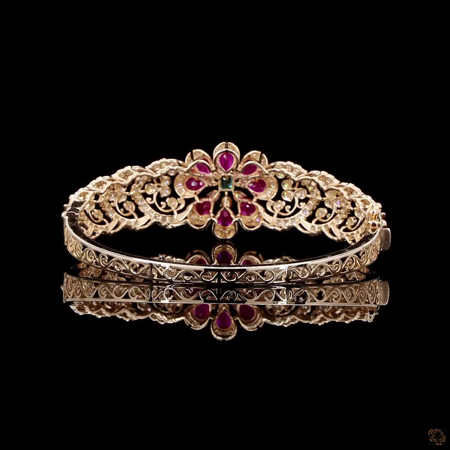 Emerald & Ruby Diamond Bracelet in 18KT Rose Gold