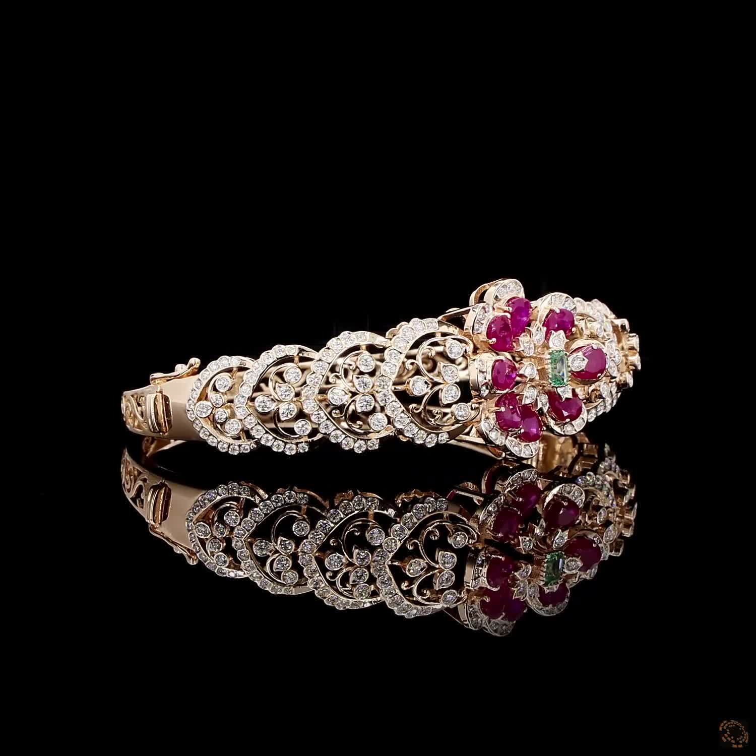 Emerald & Ruby Diamond Bracelet in 18KT Rose Gold