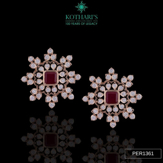 Emerald & Ruby Diamond Earrings in 18KT Rose Gold