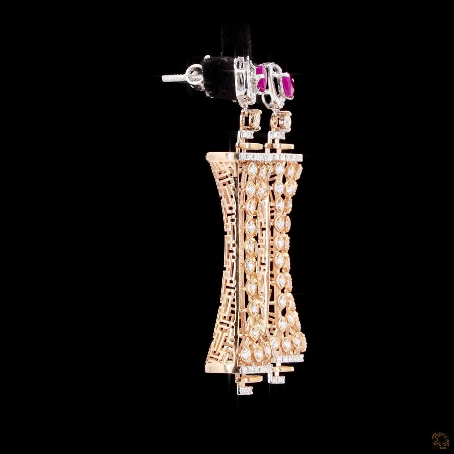 Ruby Diamond Earrings in 18KT Rose Gold