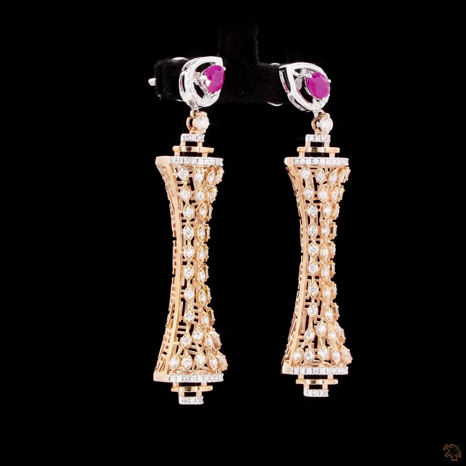Ruby Diamond Earrings in 18KT Rose Gold