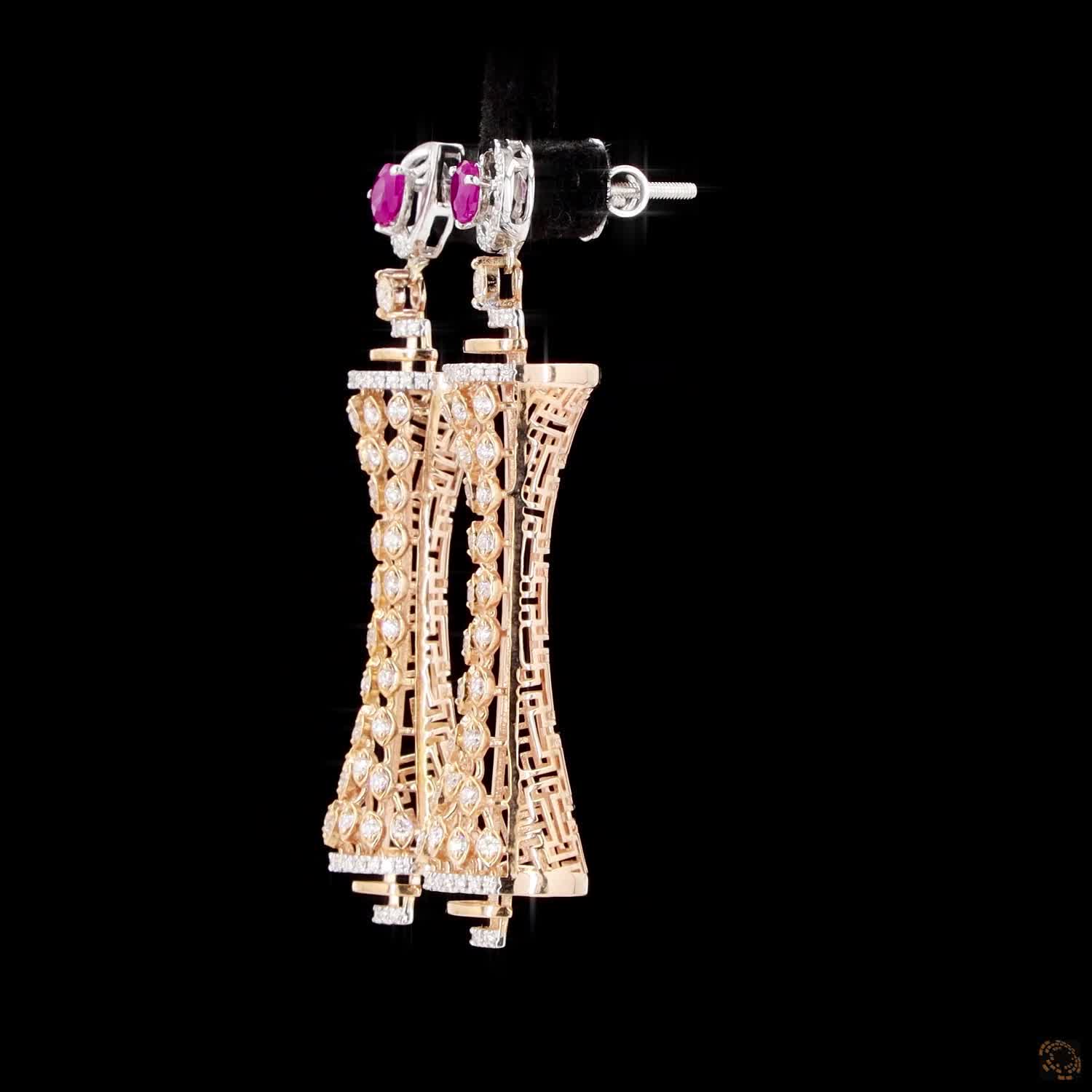 Ruby Diamond Earrings in 18KT Rose Gold