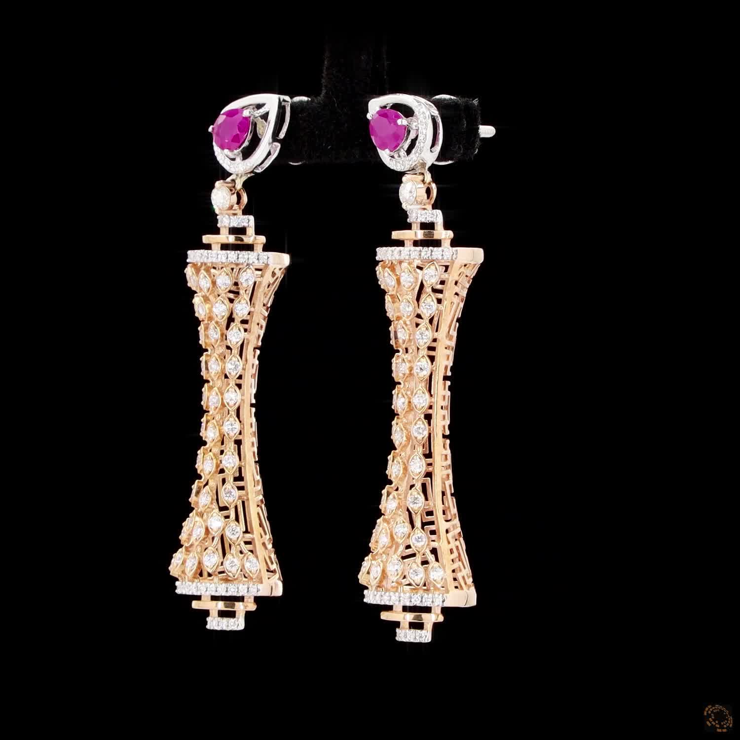 Ruby Diamond Earrings in 18KT Rose Gold