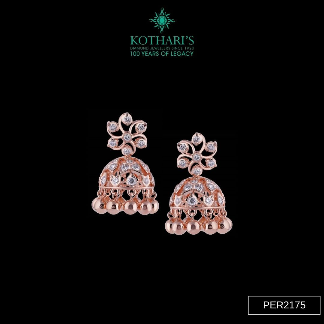 Diamond Earrings in 18KT Rose Gold