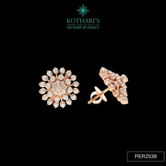 Diamond Earrings in 18KT Rose Gold