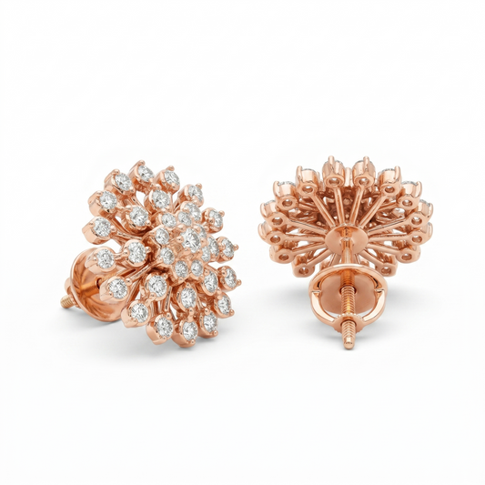 Floral 18KT Diamond Stud Earrings