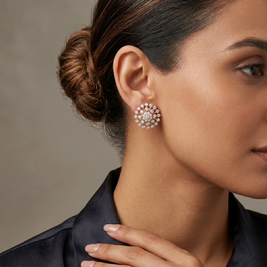 Floral Classic Diamond Earrings