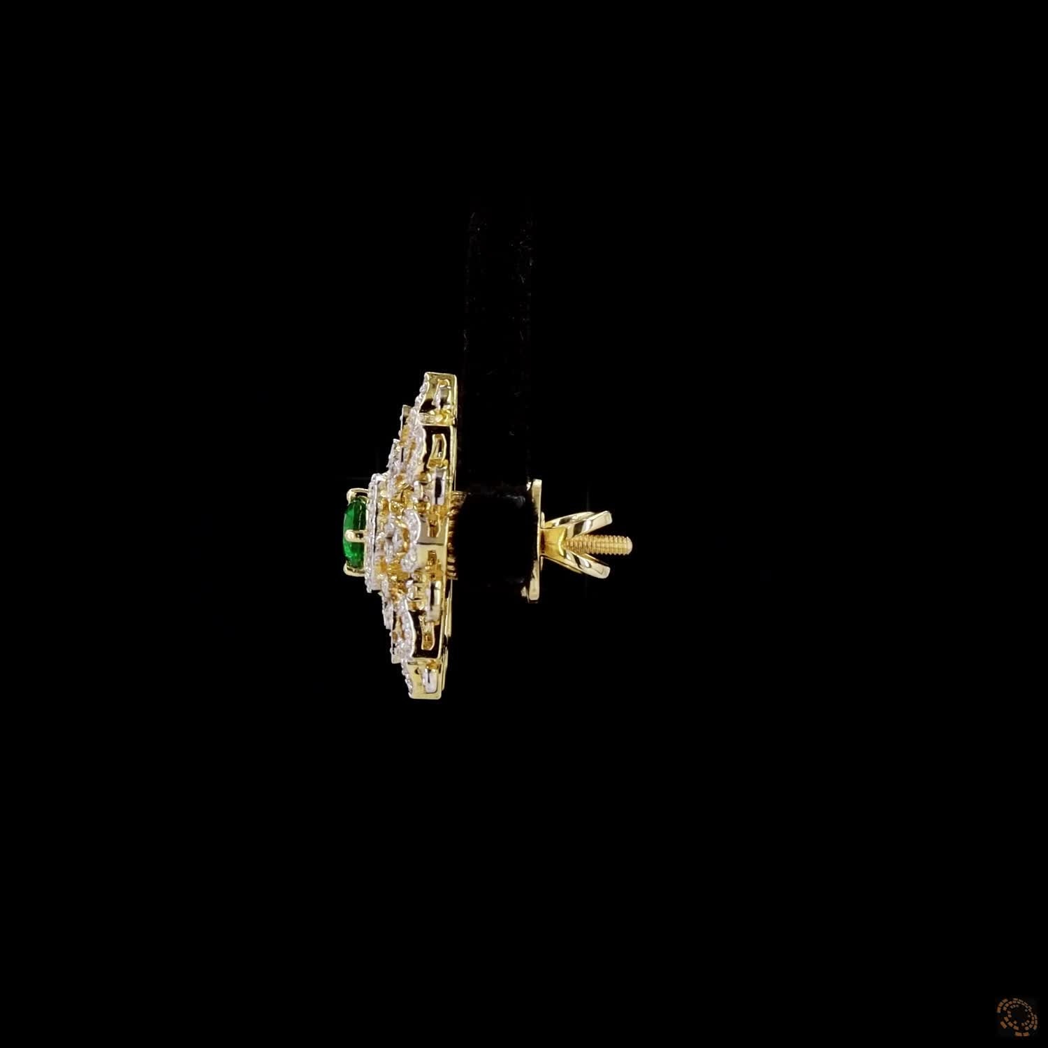 Emerald & Ruby Diamond Earrings in 18KT Yellow Gold