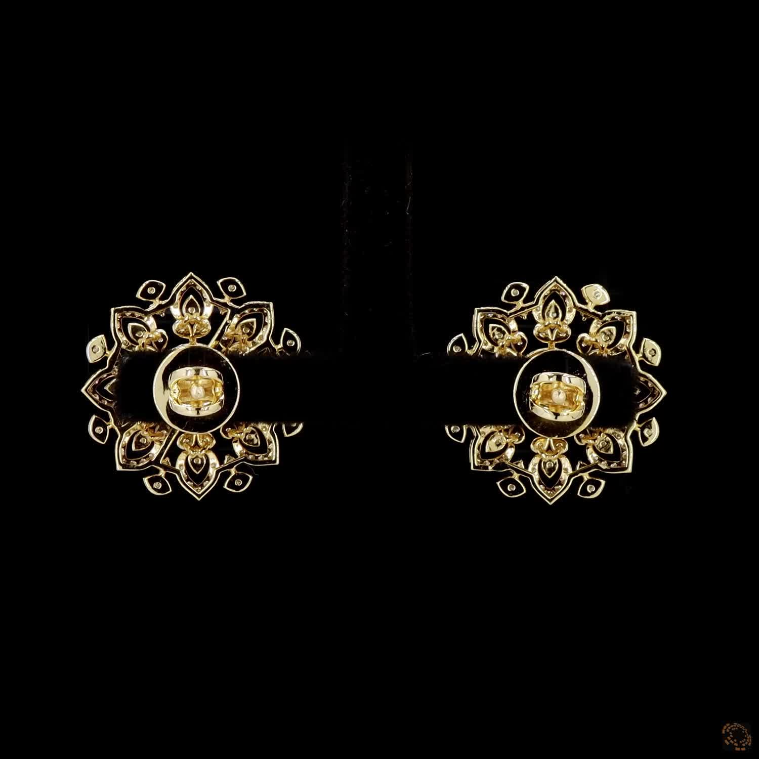Emerald & Ruby Diamond Earrings in 18KT Yellow Gold