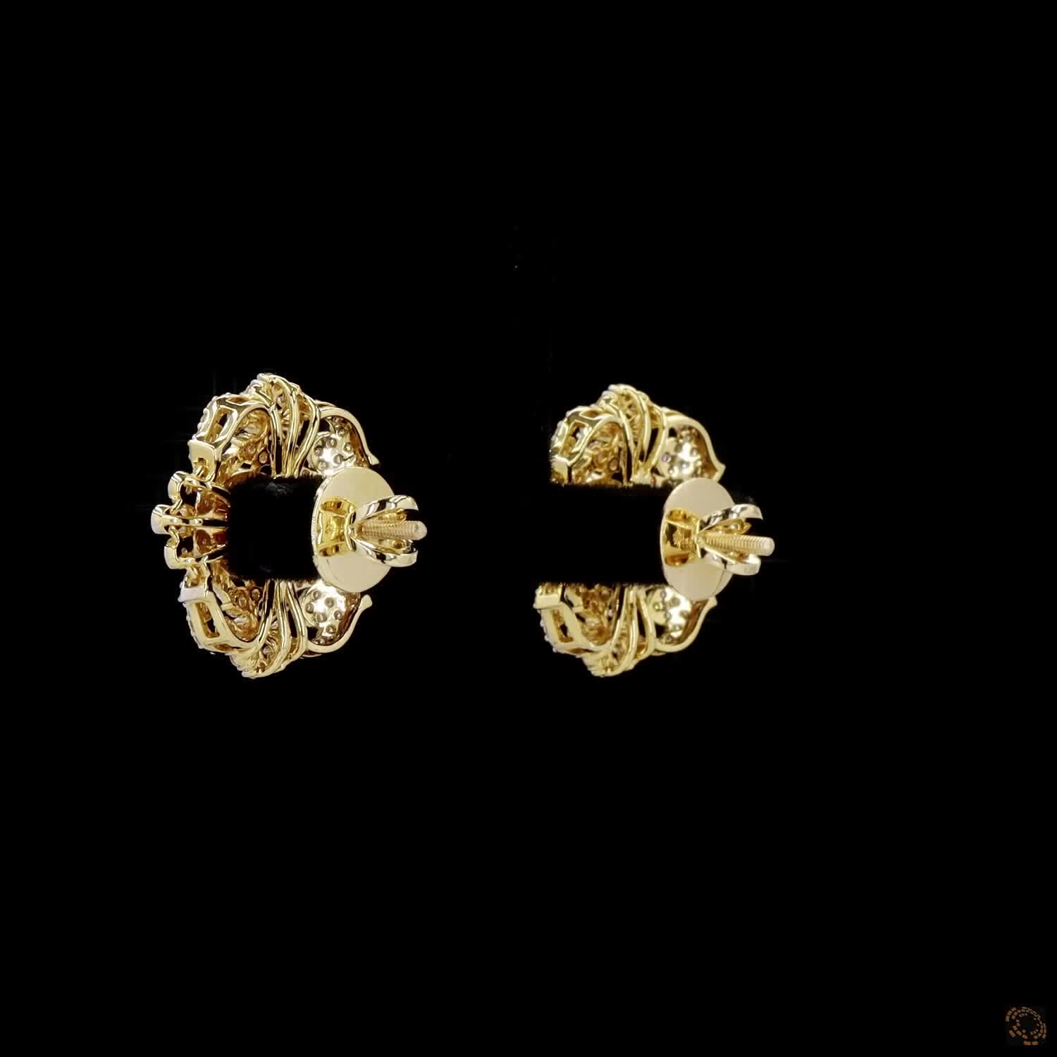 Emerald & Ruby Diamond Earrings in 18KT Yellow Gold