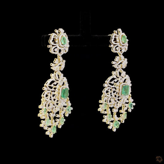 Emerald & Ruby Diamond Earrings in 18KT Yellow Gold