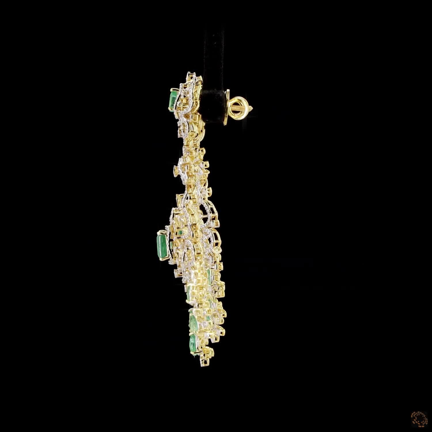 Emerald & Ruby Diamond Earrings in 18KT Yellow Gold