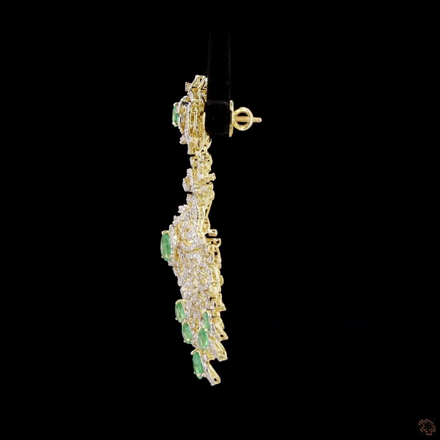 Emerald & Ruby Diamond Earrings in 18KT Yellow Gold