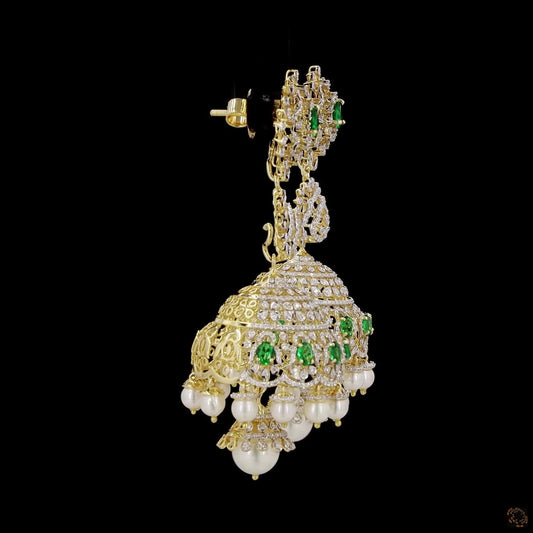 Emerald & Ruby Diamond Earrings in 18KT Yellow Gold