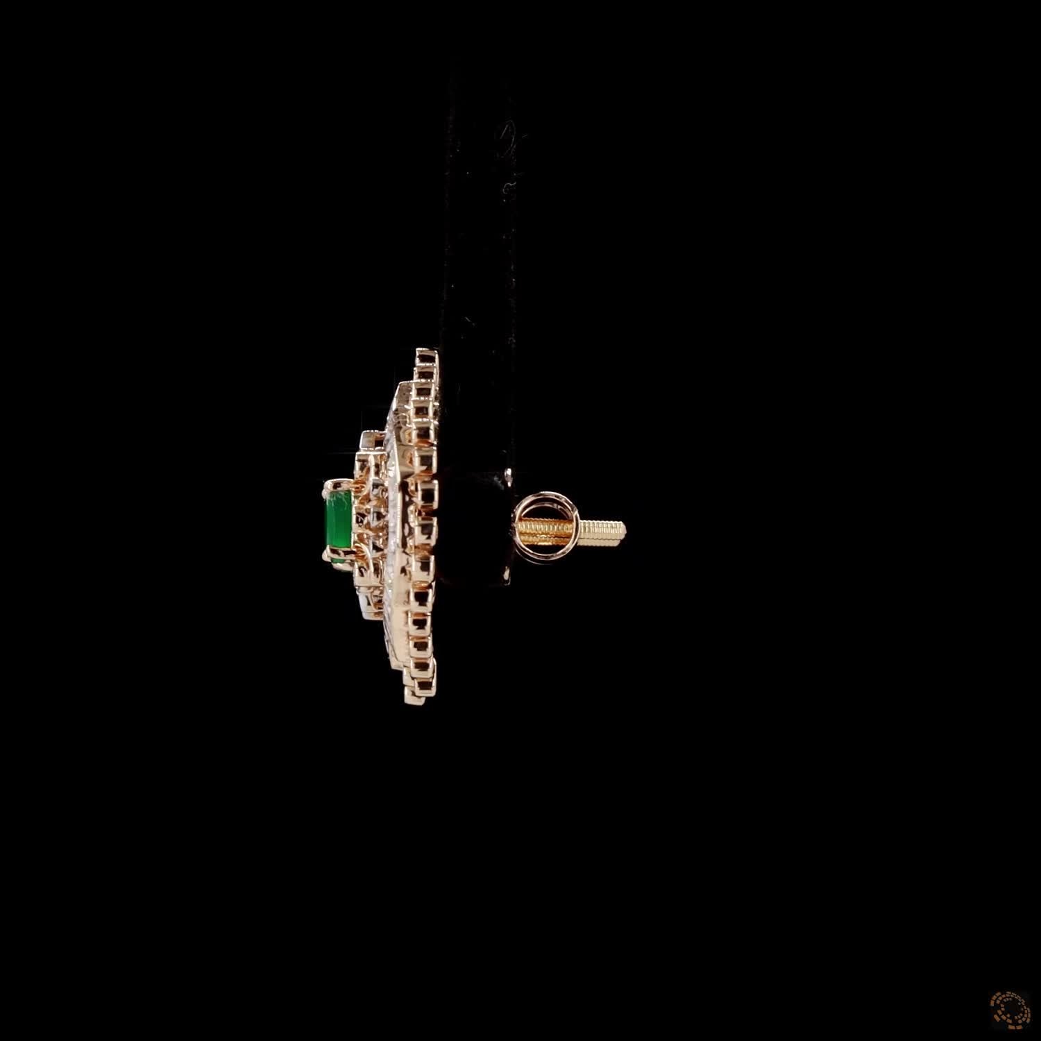 Emerald & Ruby Diamond Earrings in 18KT Yellow Gold