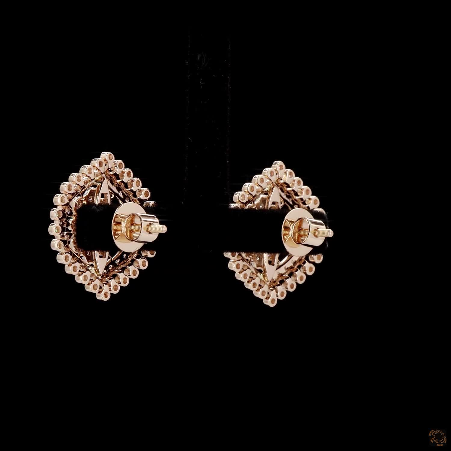 Emerald & Ruby Diamond Earrings in 18KT Yellow Gold