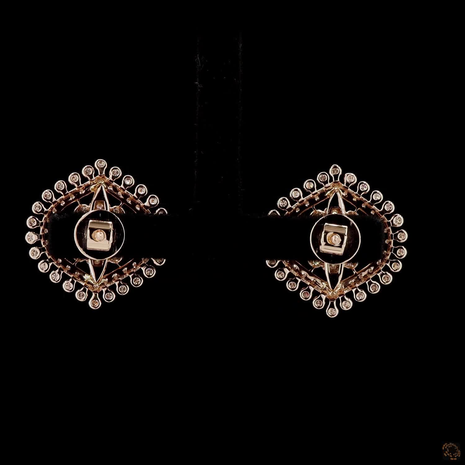 Emerald & Ruby Diamond Earrings in 18KT Yellow Gold