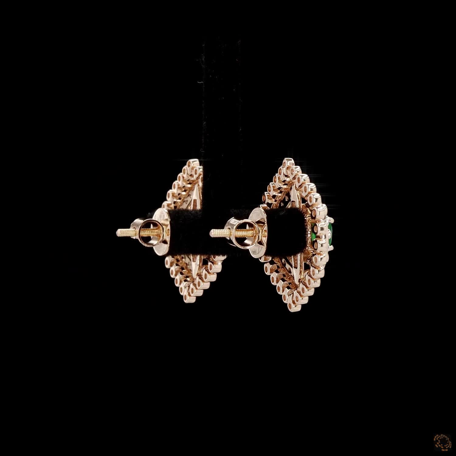 Emerald & Ruby Diamond Earrings in 18KT Yellow Gold