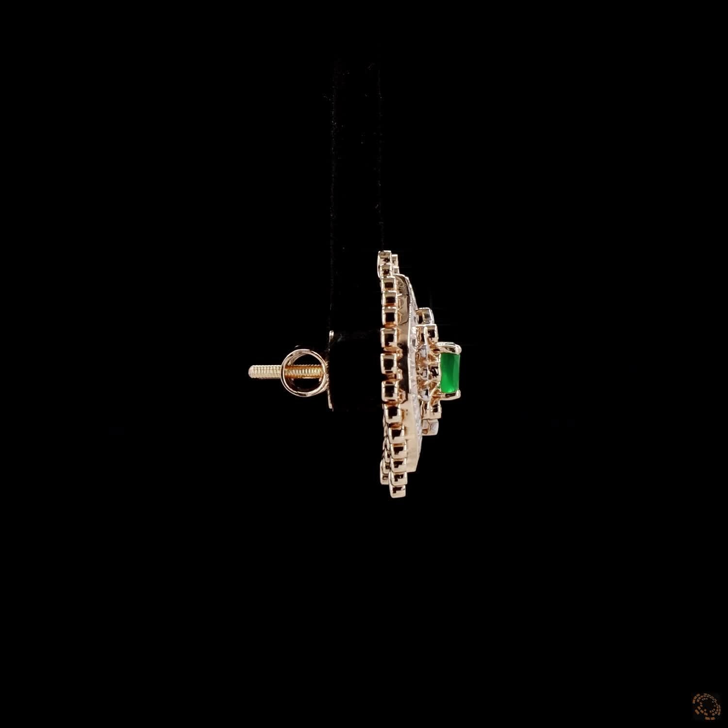 Emerald & Ruby Diamond Earrings in 18KT Yellow Gold