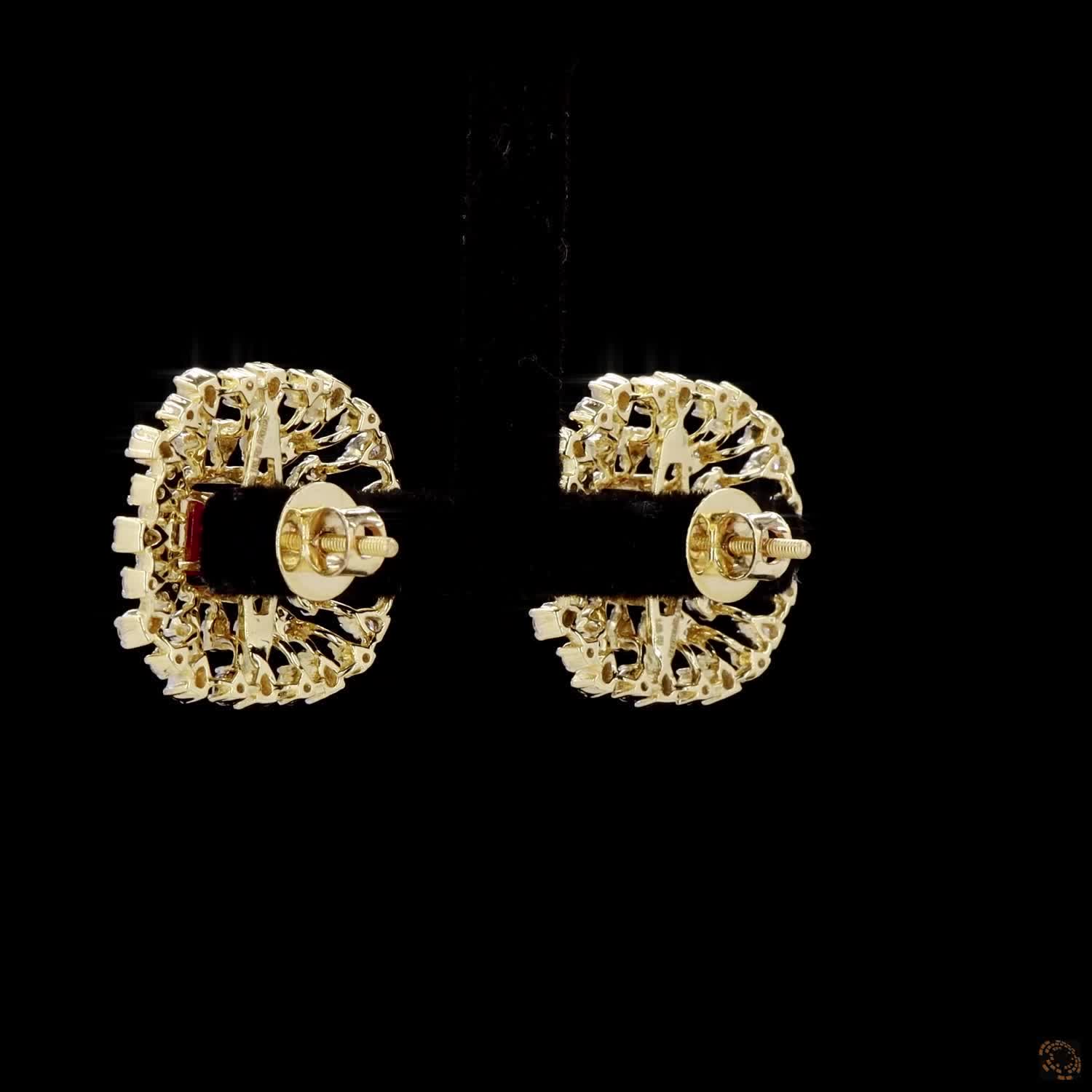 Emerald & Ruby Diamond Earrings in 18KT Yellow Gold