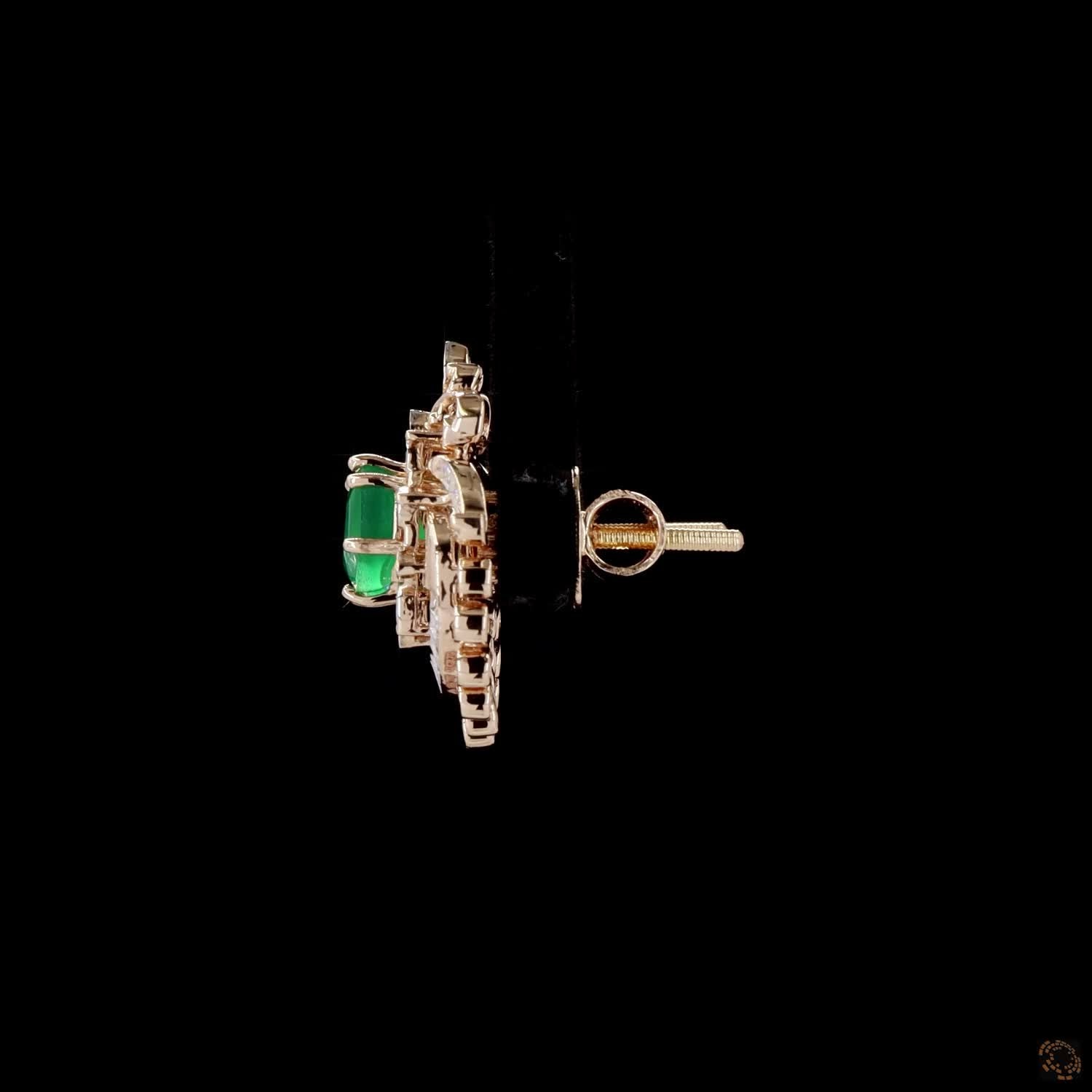 Emerald & Ruby Diamond Earrings in 18KT Yellow Gold