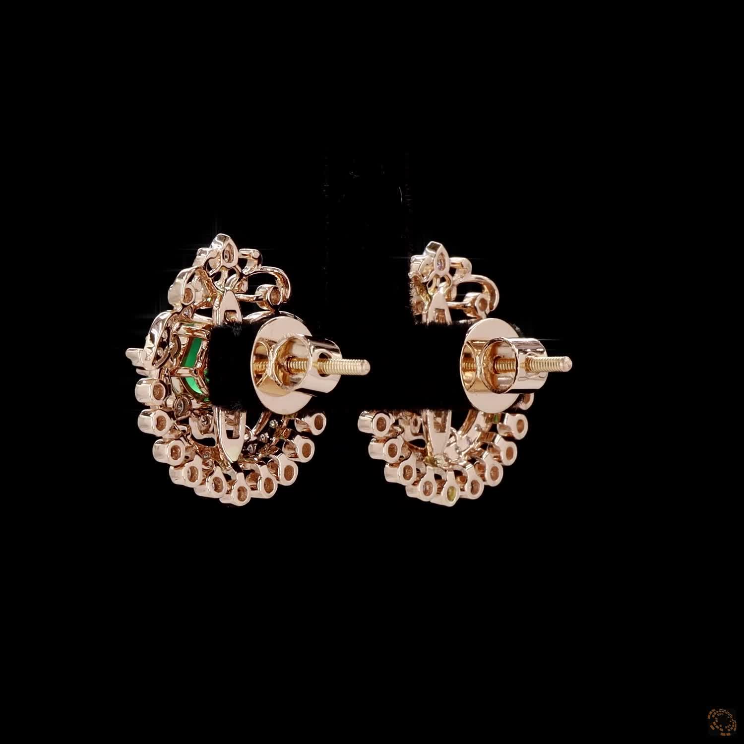 Emerald & Ruby Diamond Earrings in 18KT Yellow Gold