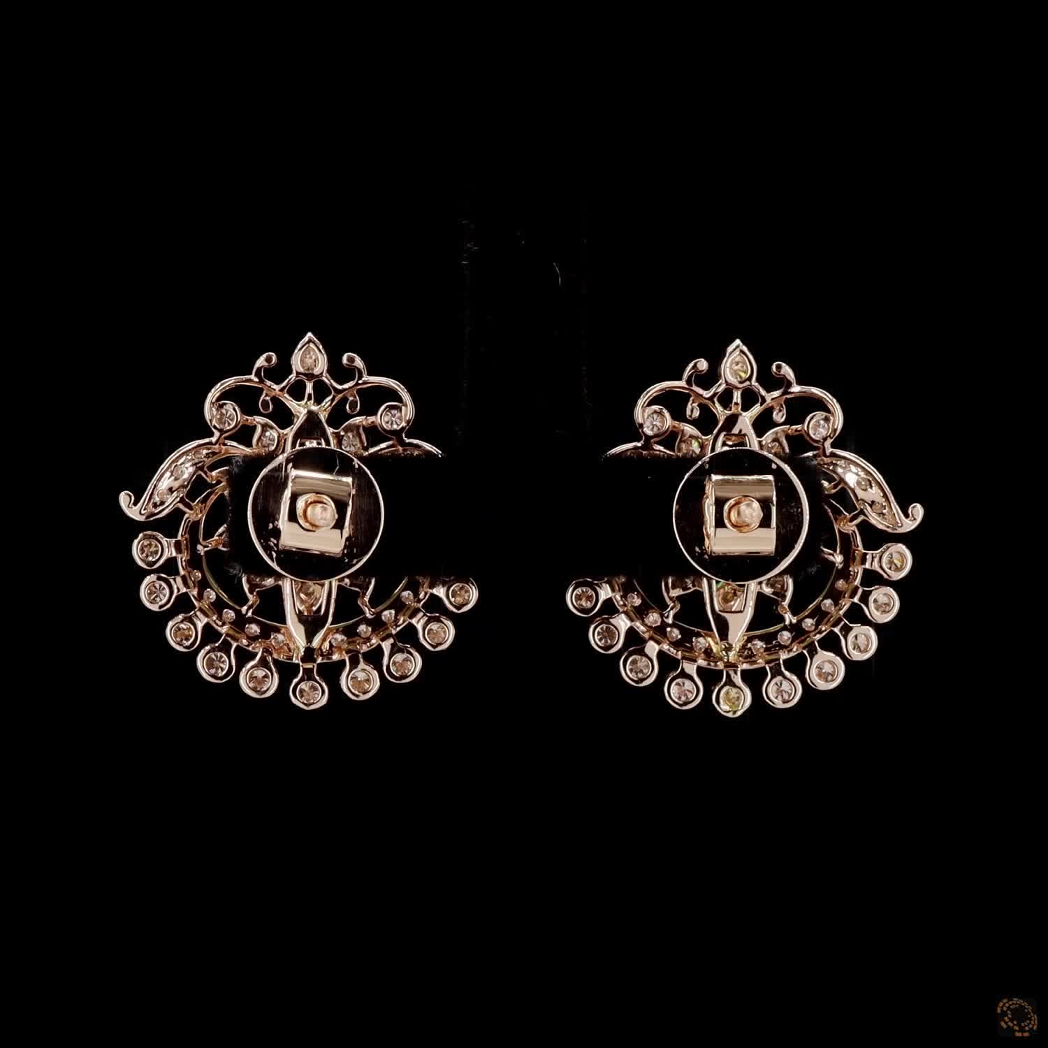 Emerald & Ruby Diamond Earrings in 18KT Yellow Gold