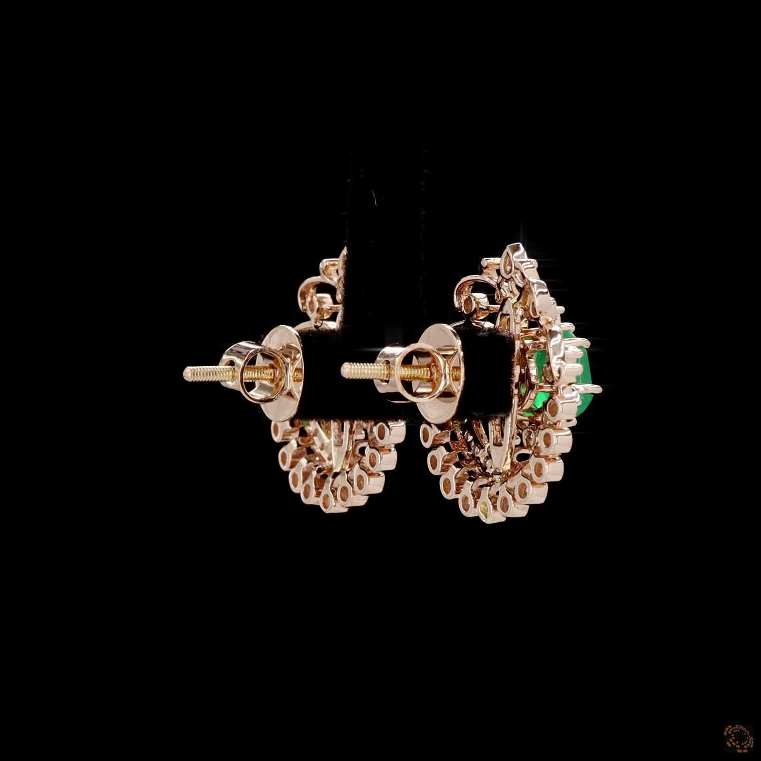 Emerald & Ruby Diamond Earrings in 18KT Yellow Gold