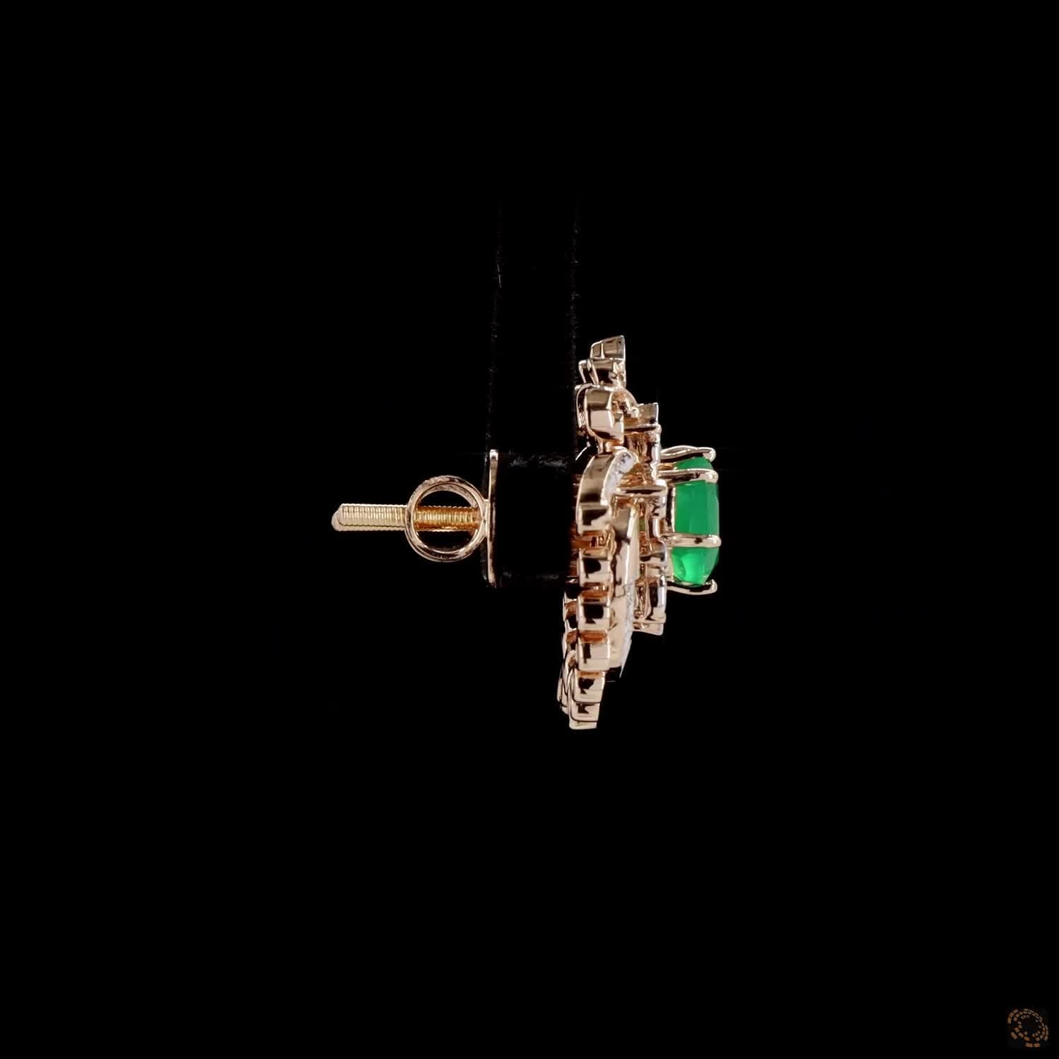Emerald & Ruby Diamond Earrings in 18KT Yellow Gold