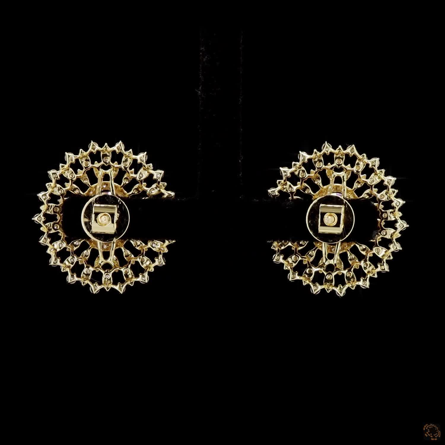 Emerald & Ruby Diamond Earrings in 18KT Yellow Gold