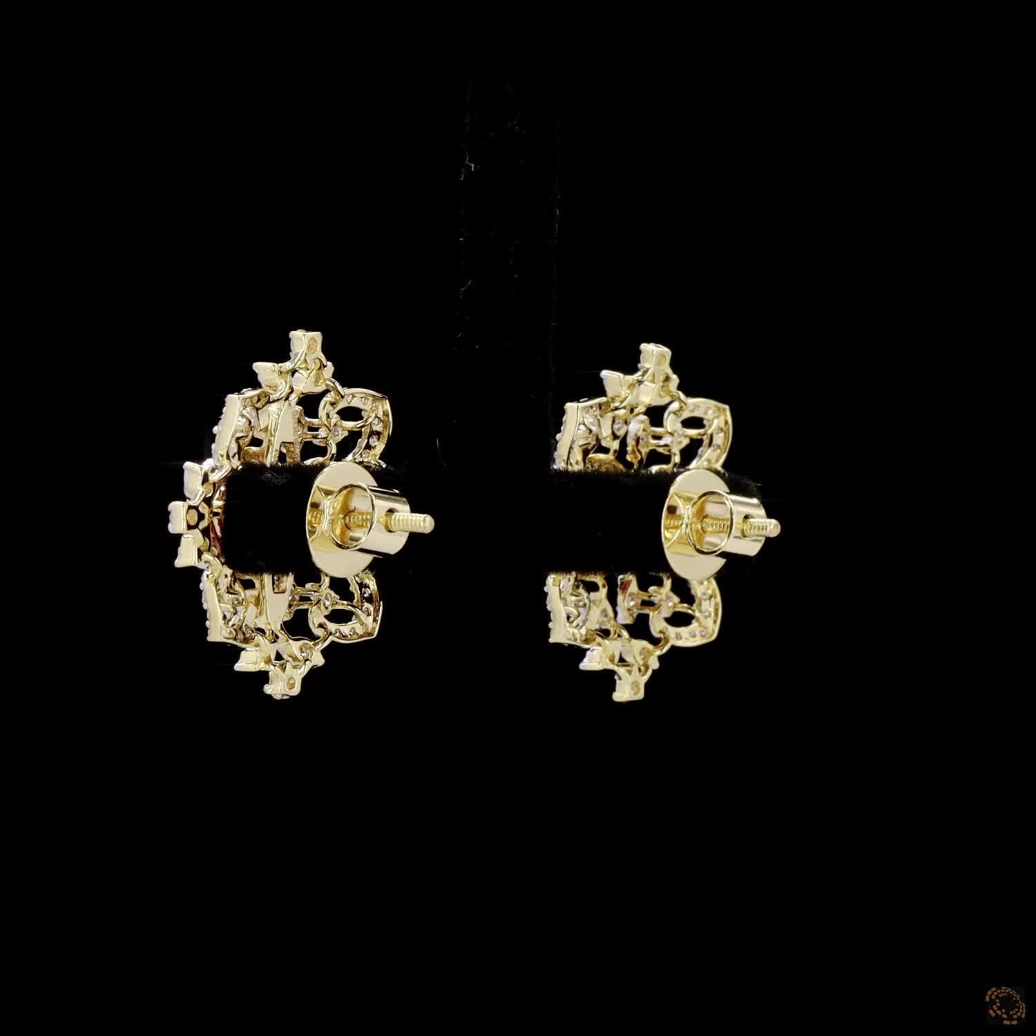 Emerald & Ruby Diamond Earrings in 18KT Yellow Gold
