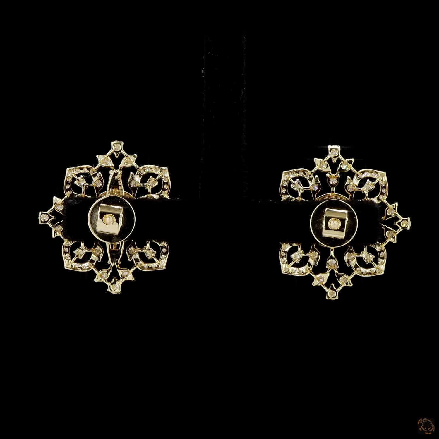 Emerald & Ruby Diamond Earrings in 18KT Yellow Gold