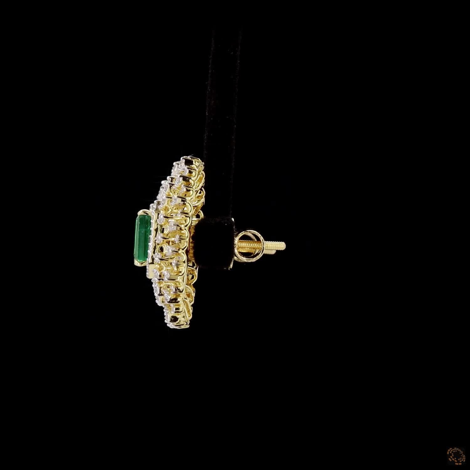 Emerald & Ruby Diamond Earrings in 18KT Yellow Gold
