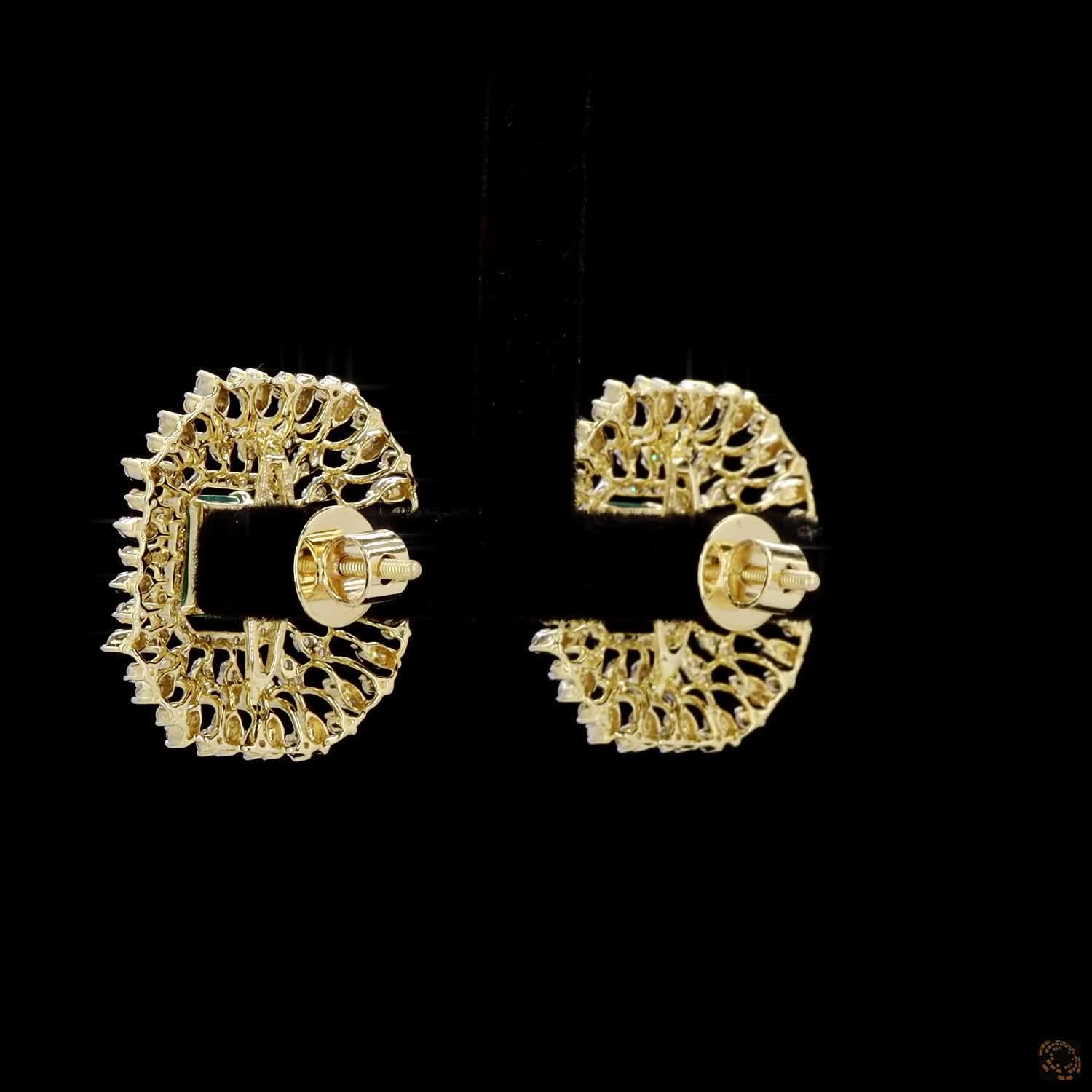 Emerald & Ruby Diamond Earrings in 18KT Yellow Gold