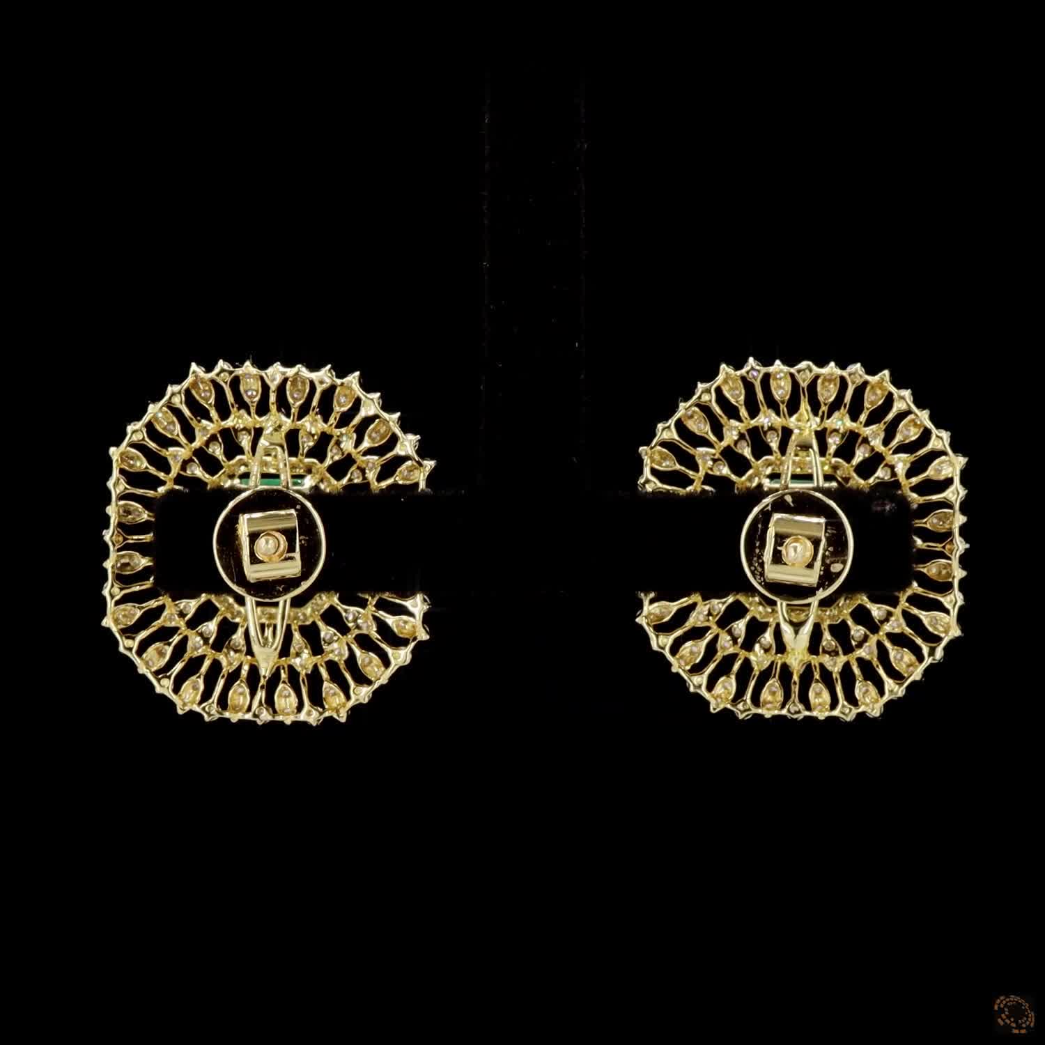 Emerald & Ruby Diamond Earrings in 18KT Yellow Gold
