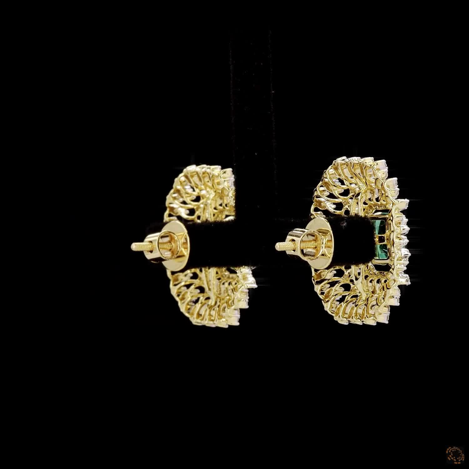 Emerald & Ruby Diamond Earrings in 18KT Yellow Gold