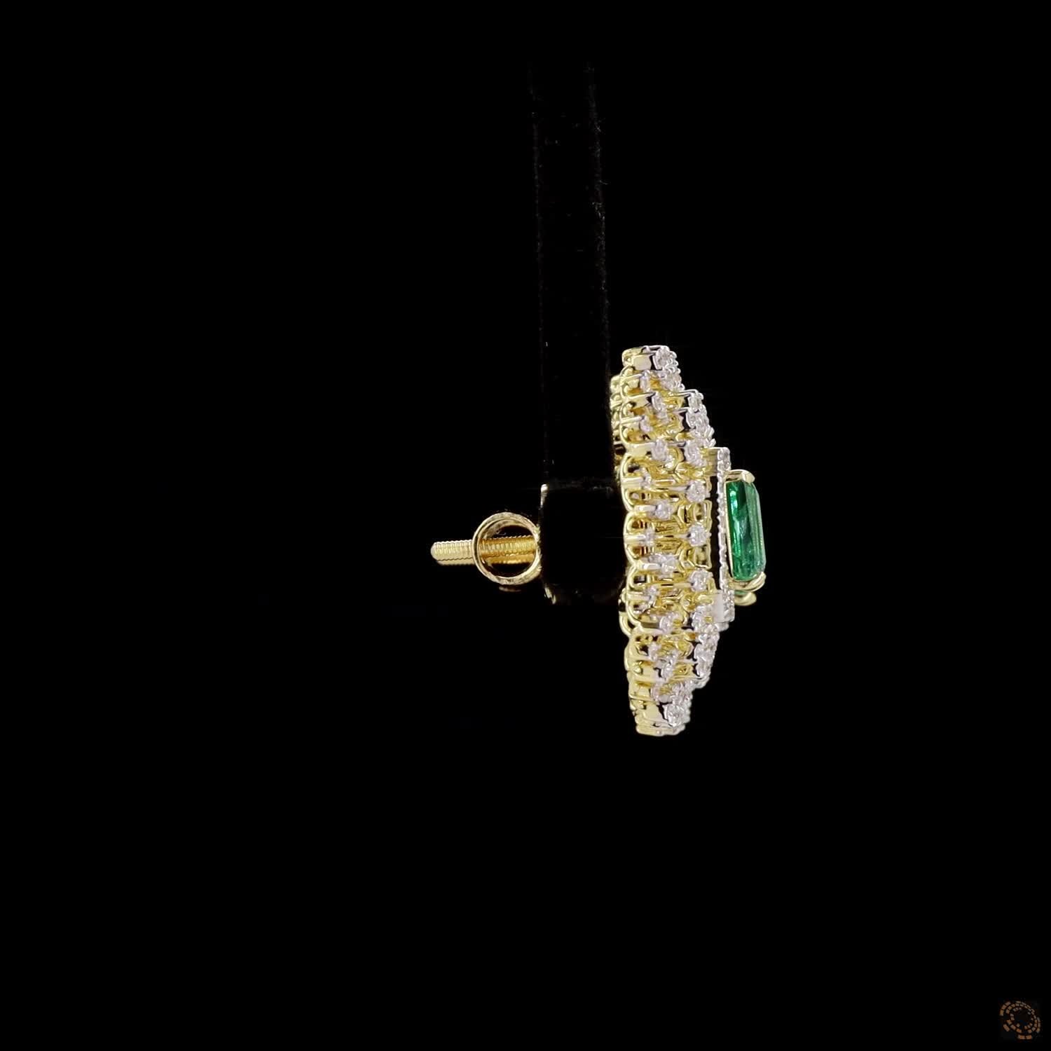 Emerald & Ruby Diamond Earrings in 18KT Yellow Gold