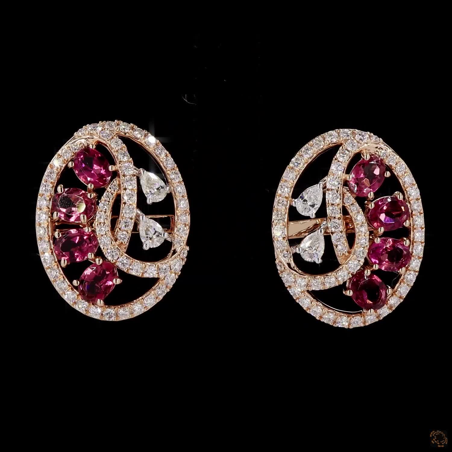 Ruby Diamond Earrings in 18KT Rose Gold