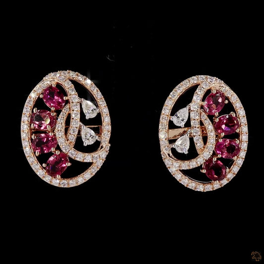 Ruby Diamond Earrings in 18KT Rose Gold
