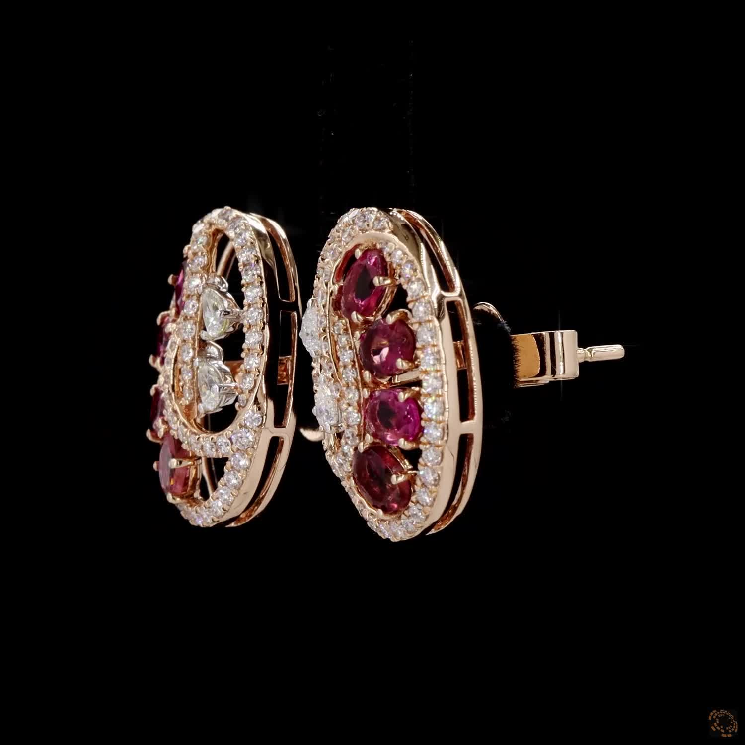 Ruby Diamond Earrings in 18KT Rose Gold