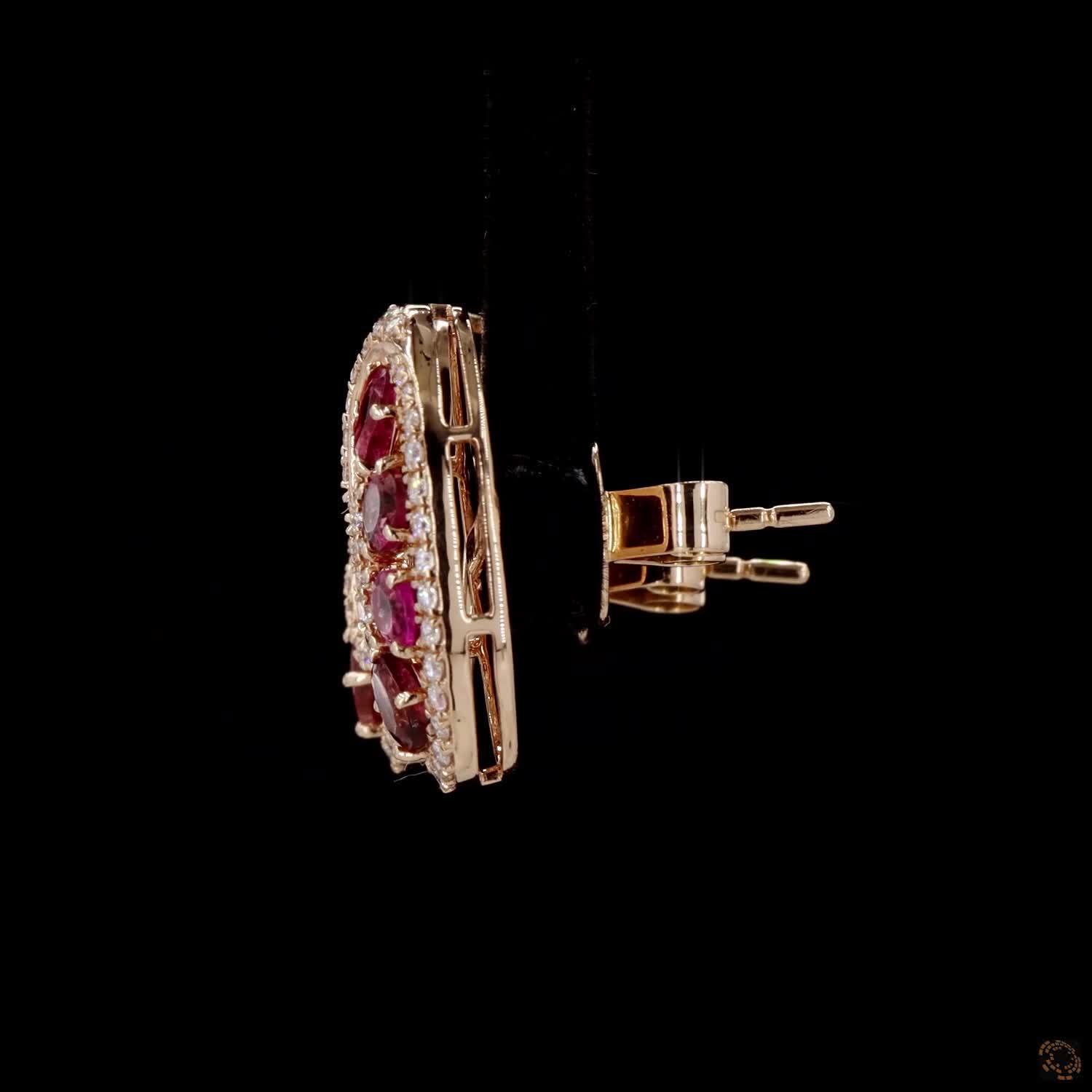 Ruby Diamond Earrings in 18KT Rose Gold